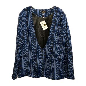 NWT D'IYANU Womens Lined Blazer - Size 3X - Artsy Tribal Graphic Print